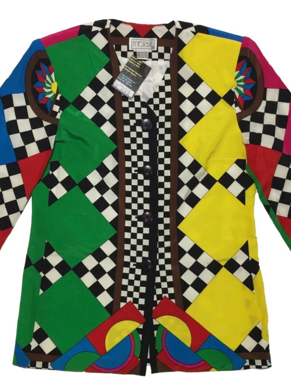 Mr Jax Colorblock Checkerboard Blouse Jacket